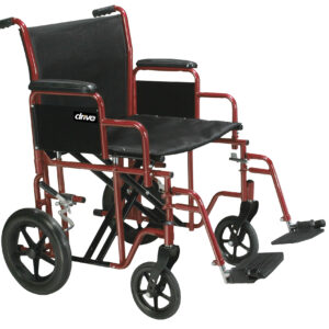 bariatric steel transport chair red