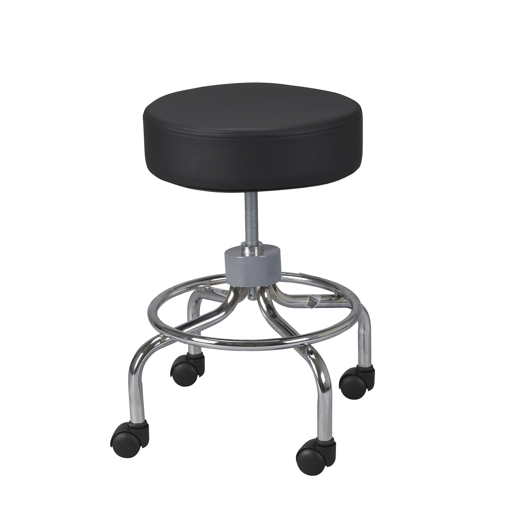 revolving, adjustable height stool with round footrest